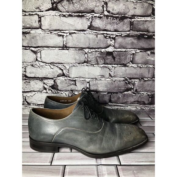 Donald J. Pliner SVEN-43 Blue Gray Leather Wingtip Dress Oxford Shoes Men Sz 10M main image 8